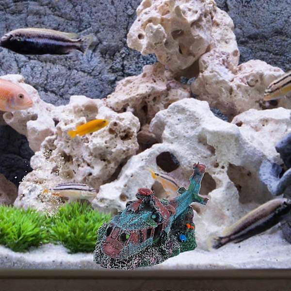 Akvarieflygplan Vrak Dekoration Aquarium Dekorationer Fisk Tank Rest Fisk Tank Skydd Prydnad Skrivbord Topper Harts Fig -C
