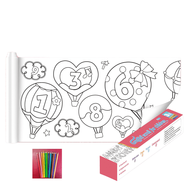 Ritrullepapper för barn, klibbigt färgpappersrullemålning numeric letters