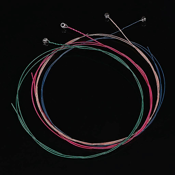 1 Set 6 st Rainbow Färgade Strängar för Akustisk Gitarr Ukulele Instrument