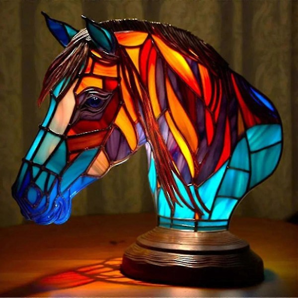 2024 Hot Animal Bordlampe Fargede Glass Fargede Nattlys Retro Skrivebordslamper Julegave -DGZD dragon