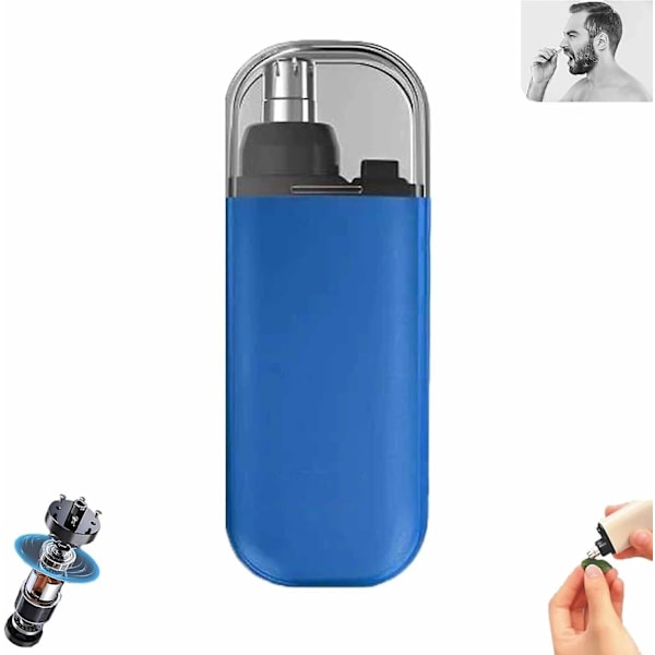 Nesetrimmer for nesehår, oppladbar, øretrimmer, klipper for menn, neseklipper, hårklippmaskin, rustfritt stål blue
