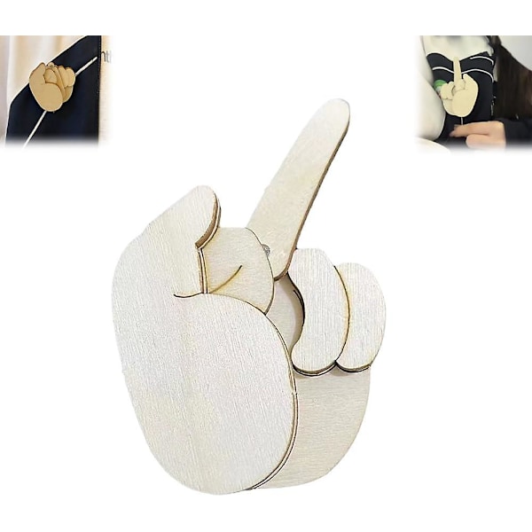Rolig Träfingerbrosch, Rolig Mellanfinger Nål DIY-Kit, Vändbar Mellanfinger Nål Skämtgåva, Interaktiv Stämningsuttryckande Nål 1pcs