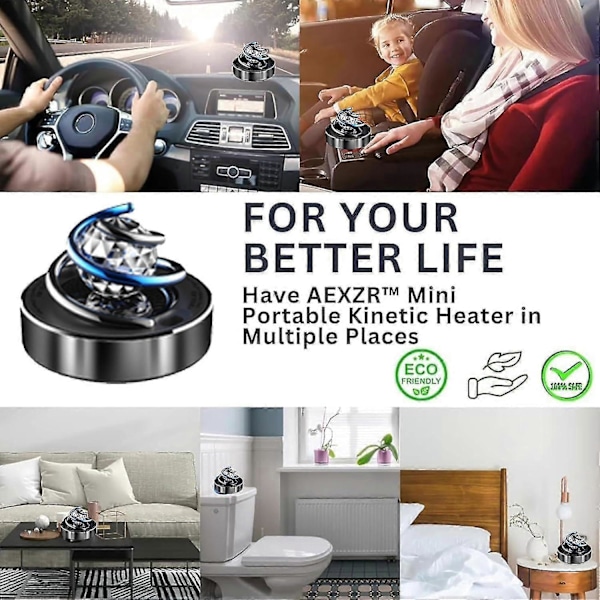Bärbar kinetisk minivärmare, mini bärbar kinetisk värmare för bil, solcellsbil luftfräschare roterande automatisk, luftfräschare (silver*2) -CHSZ