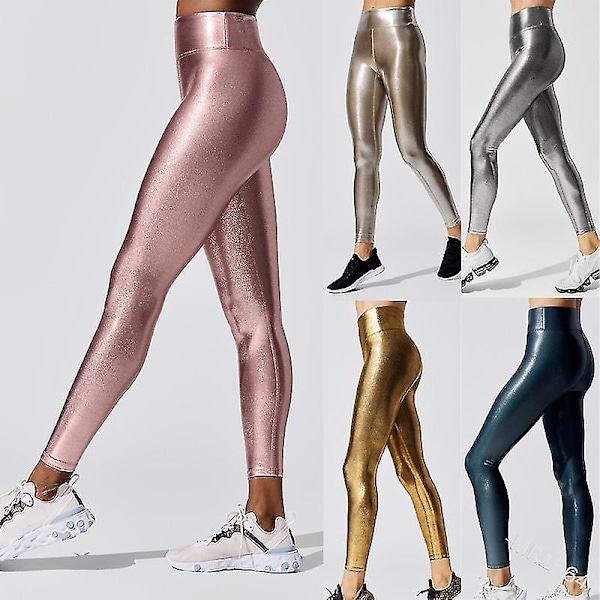 Fashion Women Metallic Leggings Pants,women Shiny Trousers High Waist Leggings -ch ff b2 ko  B2 TI