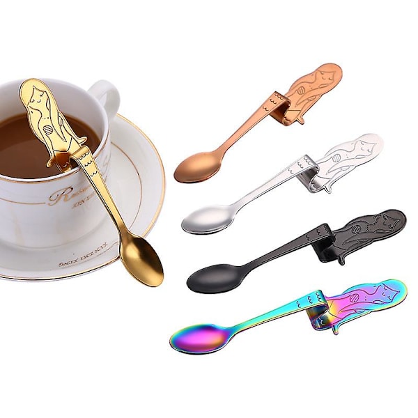 5 st. Rostfritt Stål Kaffeskedar, Sjöjungfru Skedar, Te Sopp Socker Dessert Aptitretare Kryddor Bistro Skedar, Hängande Kopp Multifunktionella Köksredskap
