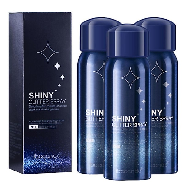3 stk Glitter Kroppsspray, Hårhøylys for Ansikt, for Nattklubb, 60ml