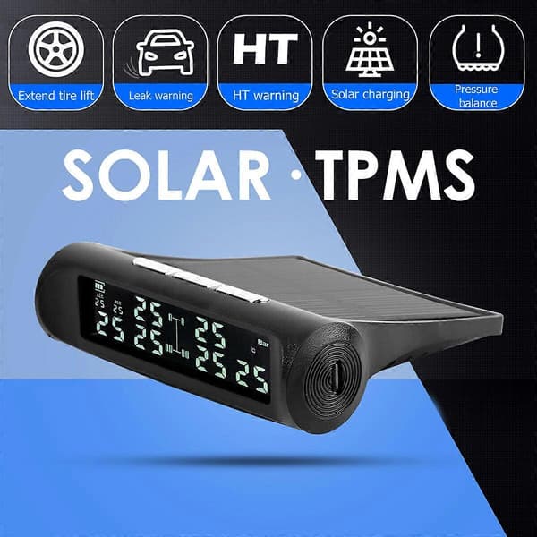 4 Sensor Solar Trådløs TPMS Bil Dæk Dæktryk System Overvågning Ekstern