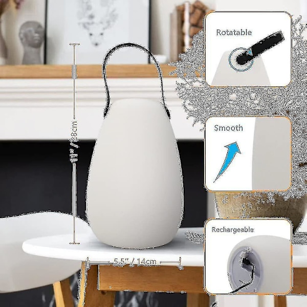 Uppladdningsbar bordslampa utomhus LED 8 färger dimbar trådlös bordslampa med fjärrkontroll, 4 dimbara nivåer, ögonskydd 3000k [energiklass A