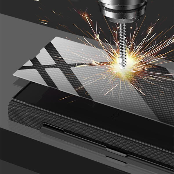 Fodral för Samsung Galaxy Z Fold 6 med pennfack, Z Fold 6 fodral pläterat glas hybridläder All-Inclusive fodral med skärmskydd titanium gray