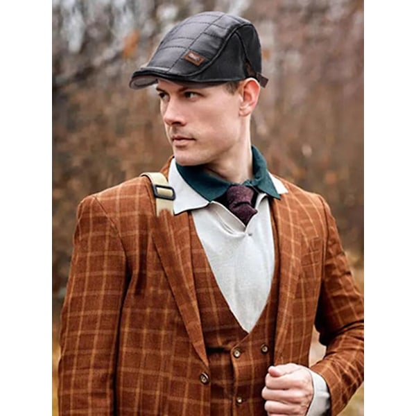 50% RABAT, Mænd Justerbar PU Læder Ivy Cap Newsboy Hat Fiskeri Hat Cool Rejse Gå Vandreture light coffee