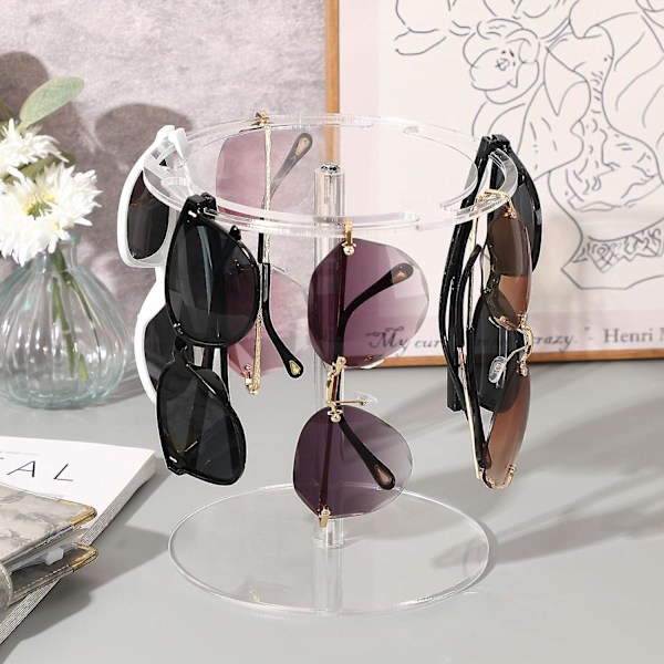 1/2 stk Solbriller Holder Stativ, Solbrille Opbevaring Stativ 360 Grader Roterende Briller Display Akryl Solbriller Holder Organizer 2pcs transparent