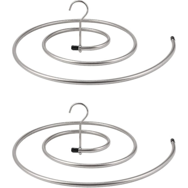 2 stk tørkestativ for klær i rustfritt stål, klesvaskholder, spiralhenger for tepper, sengetøy, gardiner (sølv)