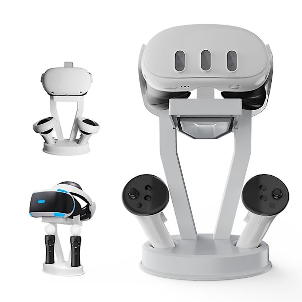 VR-förvaringsställ för Meta Quest3/Oculus Quest 2 VR-glasögon, Uppgraderad VR-headset-skrivbordsorganisatör Displayhållare med kontrollhållare