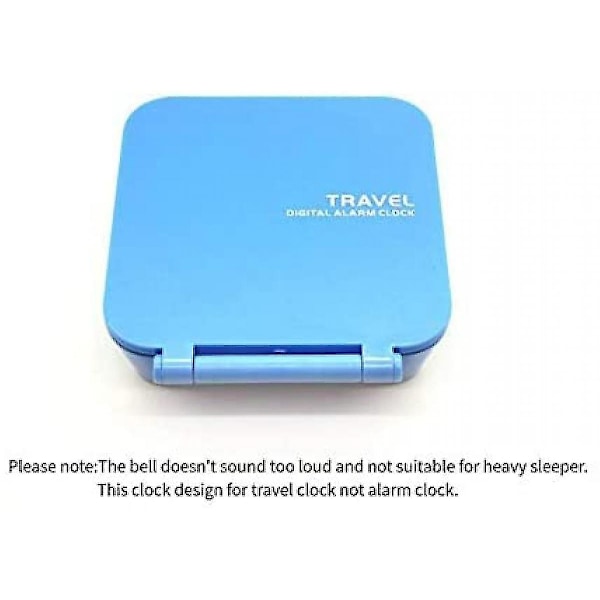 Mini liten digital reseväckarklocka med LCD-nattlampa, batteridriven reseväckarklocka, bärbar hopfällbar VBNM ZD B2 blue