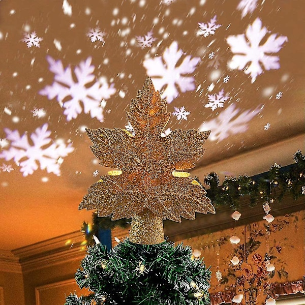 Bladformet Juletre-Projektorlampe Snøstorm Juletre Topplampe Led Juletre Toppstjerne Projektorlampe gold us plug
