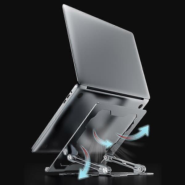 Justerbar Laptopställ i Aluminium, Bärbar Notebook-Datorhållare silver