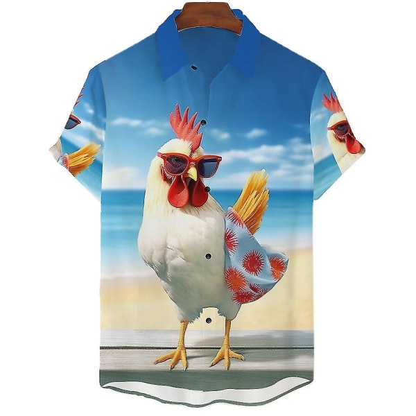 Chicken Hawaiian Shirt Tropic 3d Printed Paidat Miesten Naisten Rantapusero Miesten Ammatti Paidat Unisex Camisas ASF5E2311162 2XL