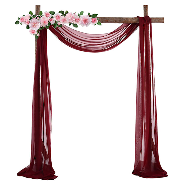 100% Ny Baggrundsdug INS Vindue Bryllup Baggrundsdug Gardin Chiffon Gardiner DIY Udendørs Fotografering Fotografering wine red a2