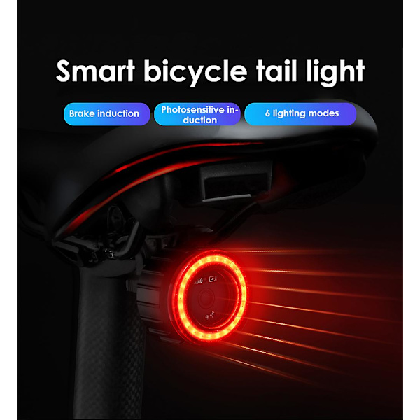 Automatisk Åpning Nøyaktighetsvarsel Lampe Følsom Nattkjøring Lampe Smart Sykkelhale