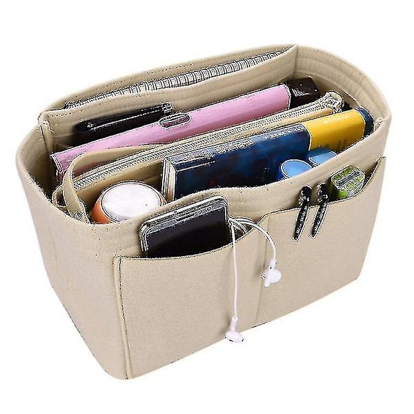 Handväska Organiserare För Kvinnor, Filt Väska Organiserare Tote Organiser Handväska Mapp Väska I Väska Organiserare Med Dragkedja Fick