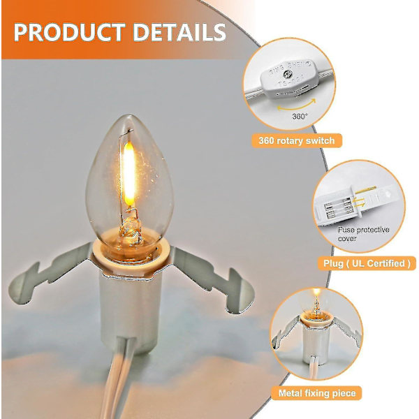 5 C7-kantaista joulukylan valoköysiä 5 LED-lampulla