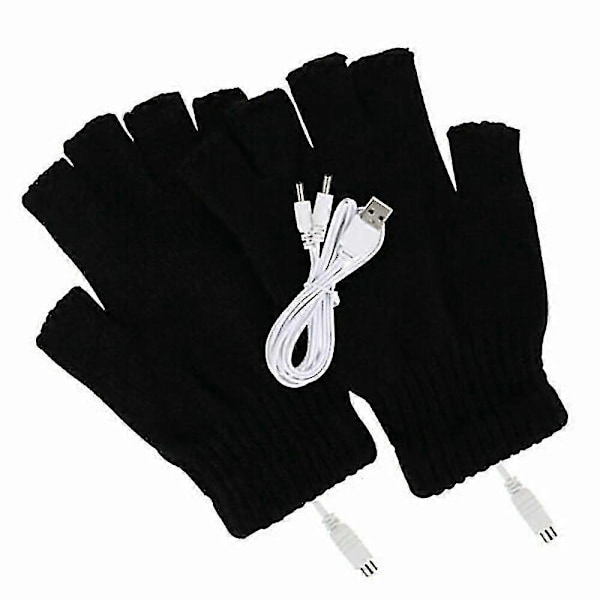 Usb Termisk Opvarmet Handske Fuld/Halv Finger Genopladelig Gaver -DGZD striped