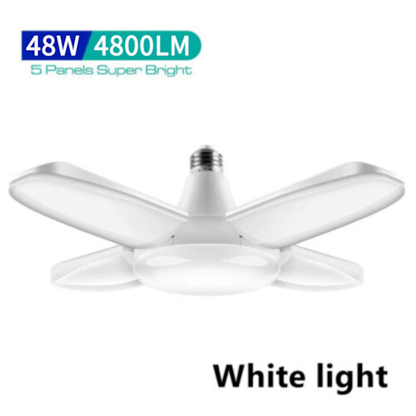 E27 LED-lampa med fläktblad 48W 85-265v 90° Fällbar LED Industrilampa för Hemtak Garagebelysning 2pcs