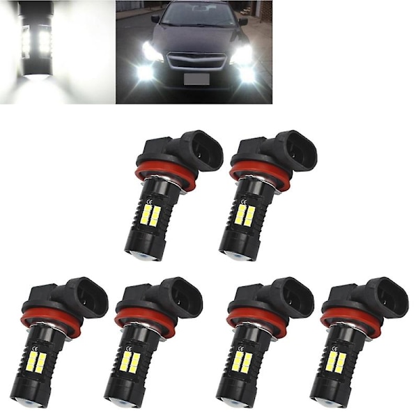 6 stk H8 H11 LED Tågeforlygter Pære 3030SMD 1800LM 6000K Hvid Bil Kørsel Kørsel Lampe
