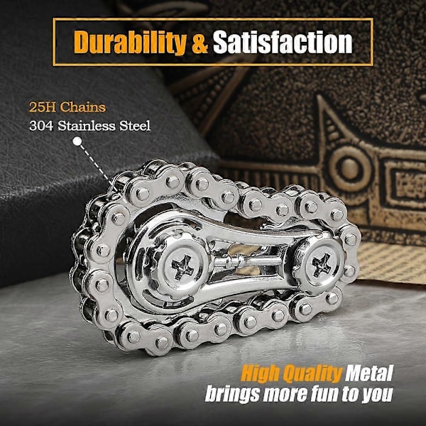Cool Sprockets Fidget Kæde, Saml Fidget Spinner Ring Legetøj til Børn og Voksne, Metal Fidget Sensory Cykelkæde Gear Cube, EDC Nyhed Stressaflastning