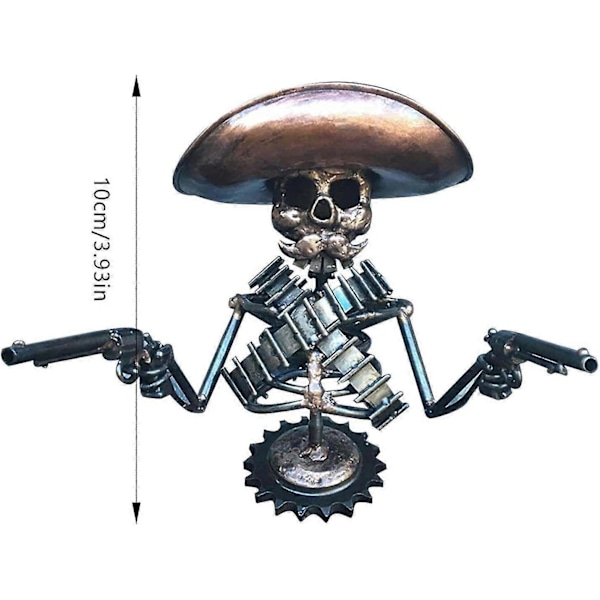 Cowboy Skull Gunslinger -huppuornamentti, siisti luurankofiguuri, auton ja kuorma-auton huppuornamentti, metalliluurankohuppuornamentti, auton sisustus A1331 -CHSZ