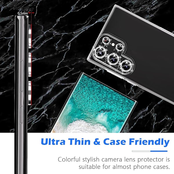 Samsung Galaxy S24 -kameran linssin suoja, kiiltävä HD-karkaistu lasi alumiiniseosrenkaalla, takakameran peitekalvo sliver