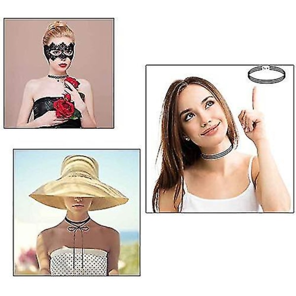20 stk Svart Chokersett Klassisk Choker Halskjede Lagdelt Svart Chokers Halskjeder Gave Til Kvinner