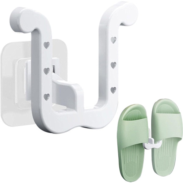Skohylla Organizer Väggmonterad, 3 st Borrfria Toffelhängare Toffelförvaring Hållare Självhäftande För Vägg, Entré, Badrum 3pcs  - white