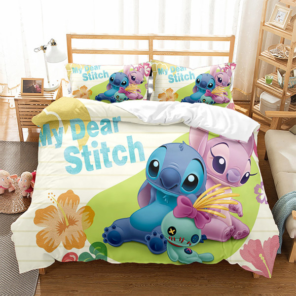 Lasten kolmiosainen set Stitch-sarjan sarjakuvaanimaatio 3D-digitaalitulostus cover tyynyliina SDZ01 135*200