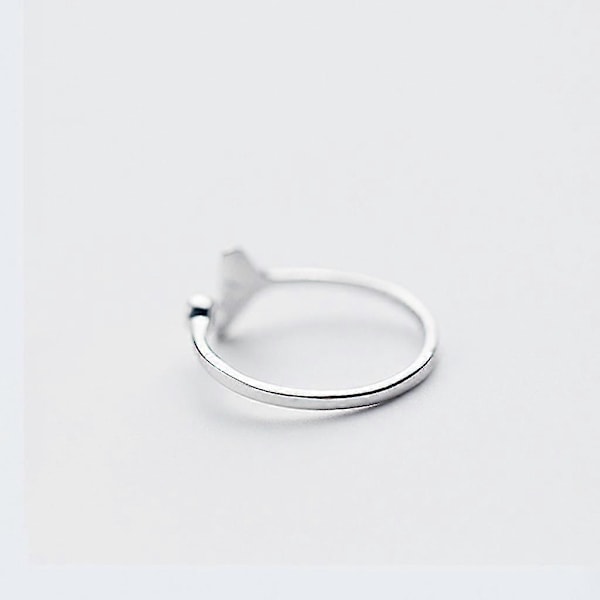 925 Sterling Sølv Massiv Ring Elegant Hvalhale Simpel Båndring Justerbar