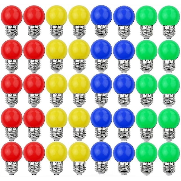 Färgade LED-lampor E27 3w=30w Dekorativ och designljus 240 lumen Ac220v-240v Dekorationslampa Blandade färger Röd Gul Blå Grön - Förpackning med 40 [energ