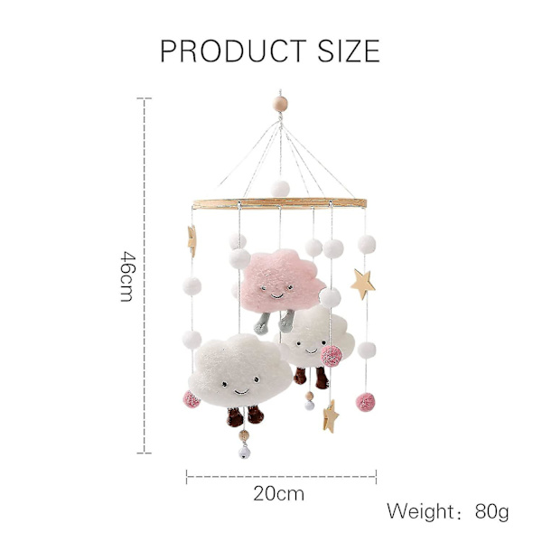 Mobil Baby Vindspil Med Filtkugler Skyer Stjerner Mobil Babyværelse Til Ophængning Baby Vugge Skiftning Pink