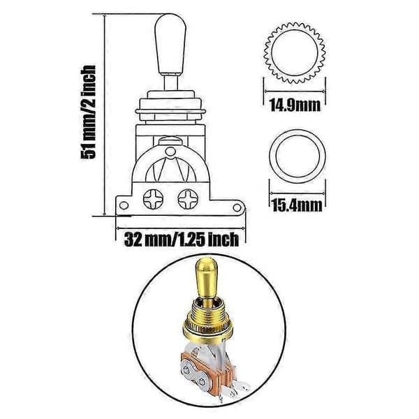 2 Styk 3-Vejs Guitar Toggle Switch Elektrisk Guitar Pickup Vælg Guitar Switch, Elektrisk Guitar S