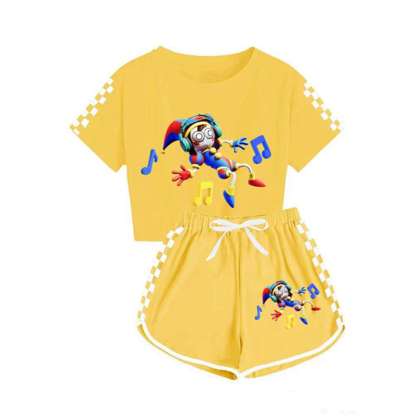 Magic Numbers Circus T-shirt + shorts sportpyjamas för pojkar och flickor set yellow 160cm