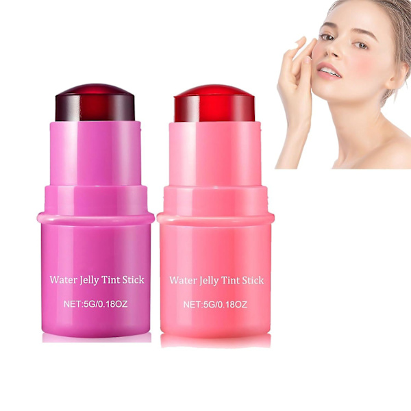 Mjölkkylande Vattengelé-Tint, Vattengelé-Tint Stick, Mjölkgelé-Tint Gelé Rouge Stick, Transparent Läpp- & Kindfärg Byggbar Vattenfärg Finish 2pcs a