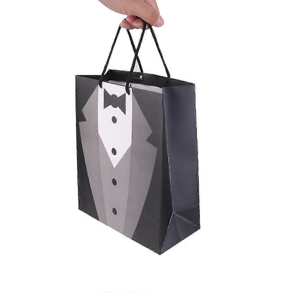 10xfashion Papir Tuxedo Handleposer Gavepose til Bryllup Svart