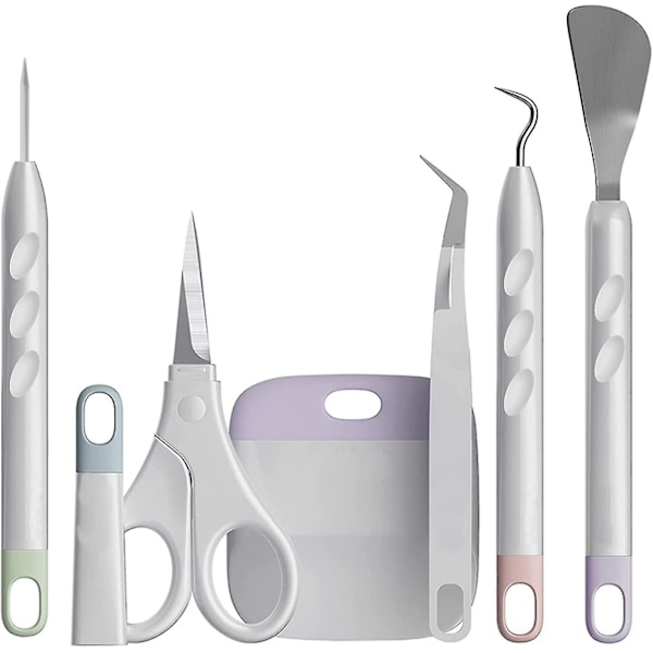 Vinyl Weeding Tools 6 Pcs Basic Craft Weeder Tool Set Cardstock Crafting Tools Kit För Rensning, Silhouette, Htv, Cameos, Bokstäver, Märkning (white6p