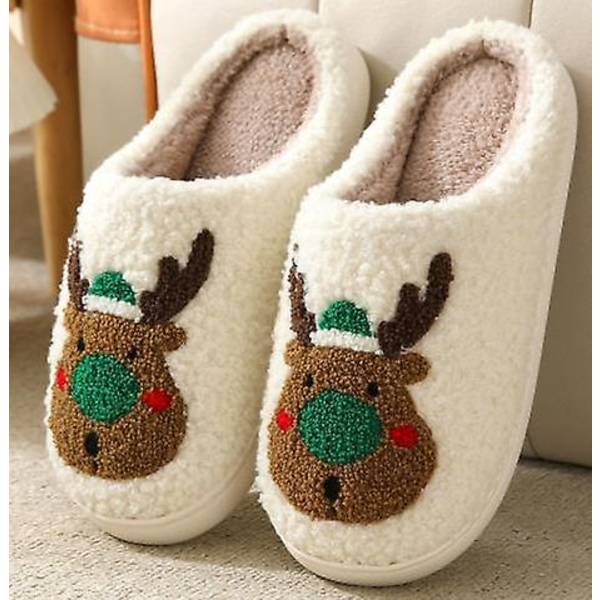 Halloweentofflor, Pumpa Tofflor Halksäkra Damtofflor, Bomulls Pumpa Tofflor Mjuka & Varma För Vinter Hem green elk size-44-45