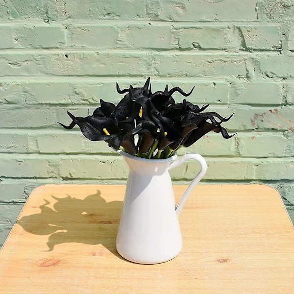 20 st Faux Calla Silkeblommor Simuleringsbukett 12.6\" För Hem, Kök Och Bröllop black