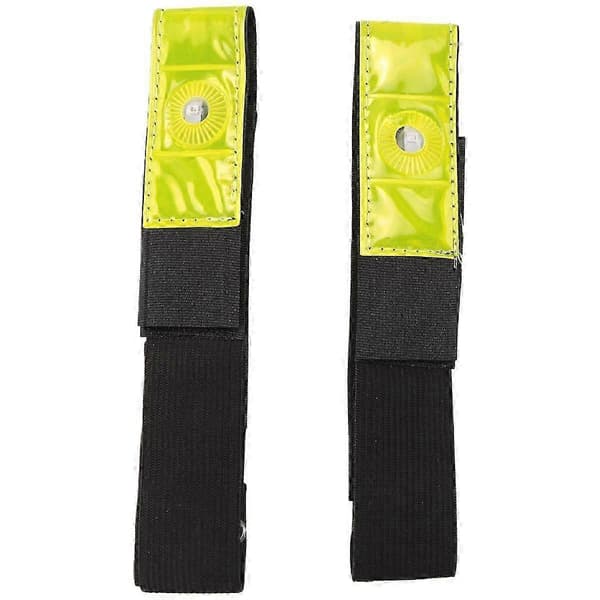 2 x Refleksbånd Arm Ben Stropp Belte 4 LED Lys Sykling Løping Jogging Armbånd