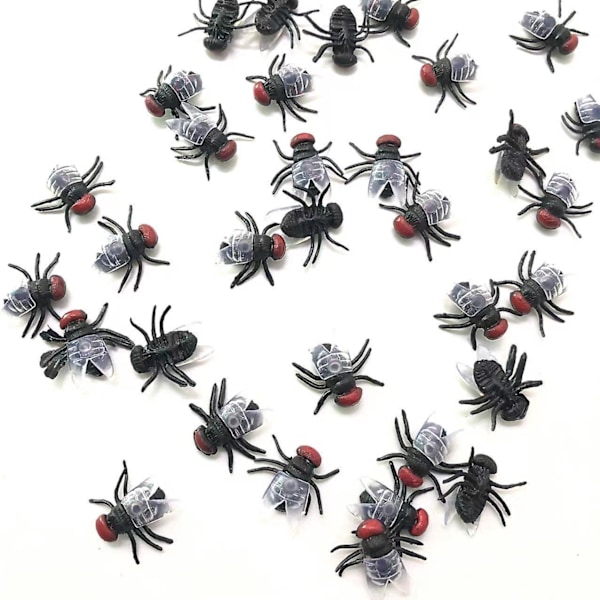 100 Pcs Plastic Halloween Flies Scary Decorations Insects for Halloween Art