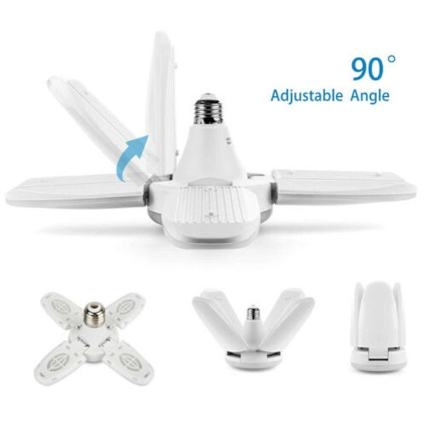 E27 LED-lampa med fläktblad 48W 85-265v 90° Fällbar LED Industrilampa för Hemtak Garagebelysning 6pcs
