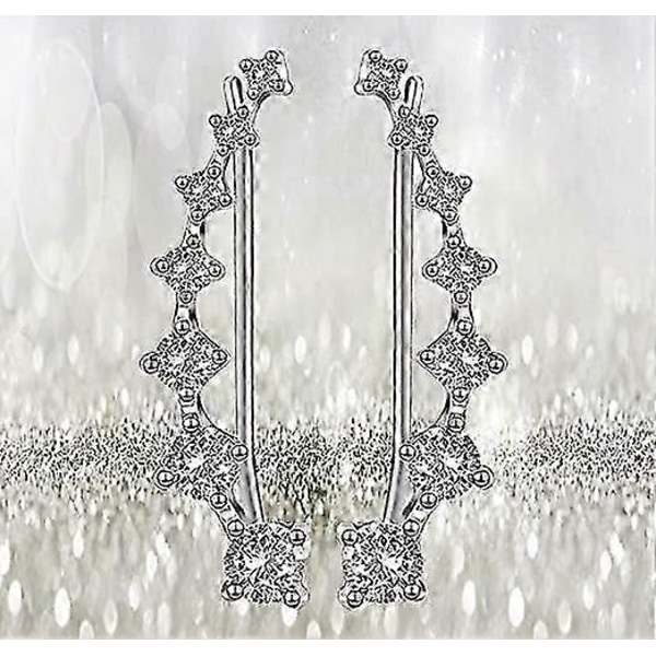 7 Krystaller Øremanchetter Hoop Climber S925 Sterling Sølv Øreringe Hypoallergeniske Øreringe