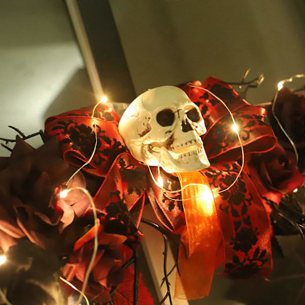 Halloween-koriste Luurankokrans Simuloitu Kukkakoriste Krans Oviripustus Halloween-lyhtyköynnösten Rengas Seinäripustus