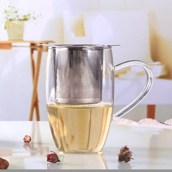 Teinfuser i rostfritt stål, metallkoppsil, lösbladsfilter 2*without lid